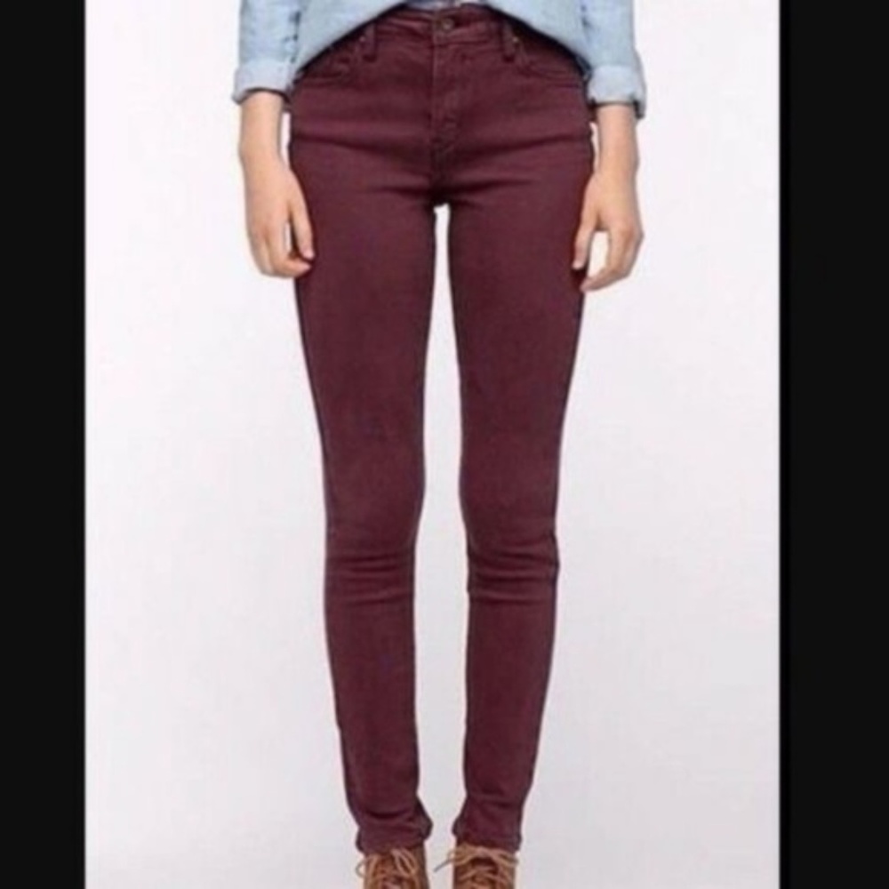 Paige Skyline Skinny Jeans Burgandy Merlot Size 26